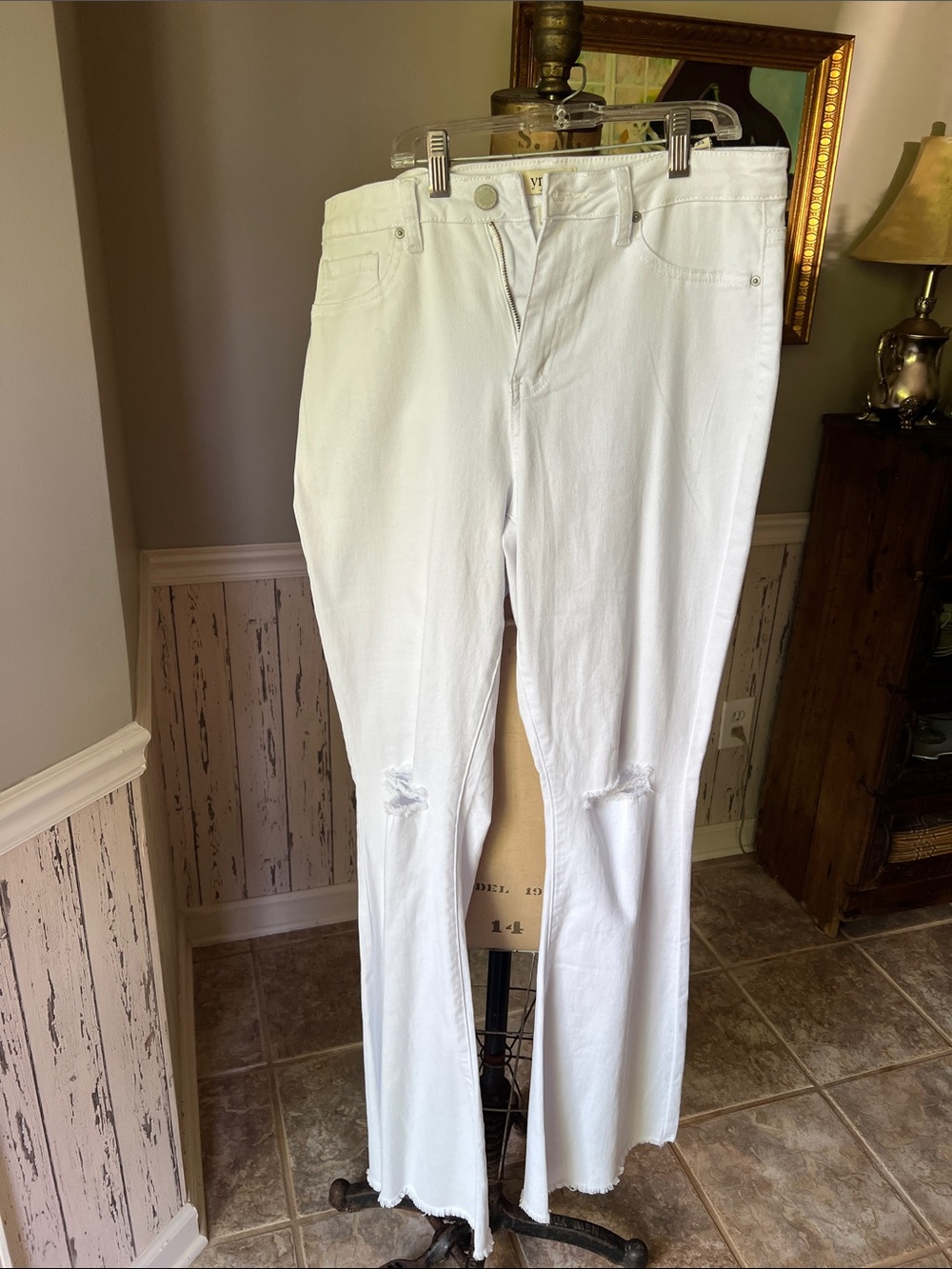 White Distressed Flared Women's Jeans